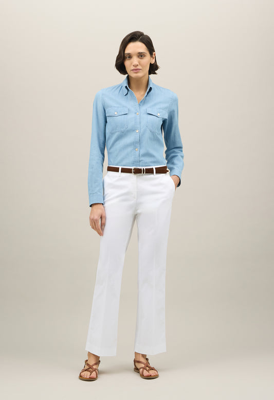 Pantalone flared in cotone bianco