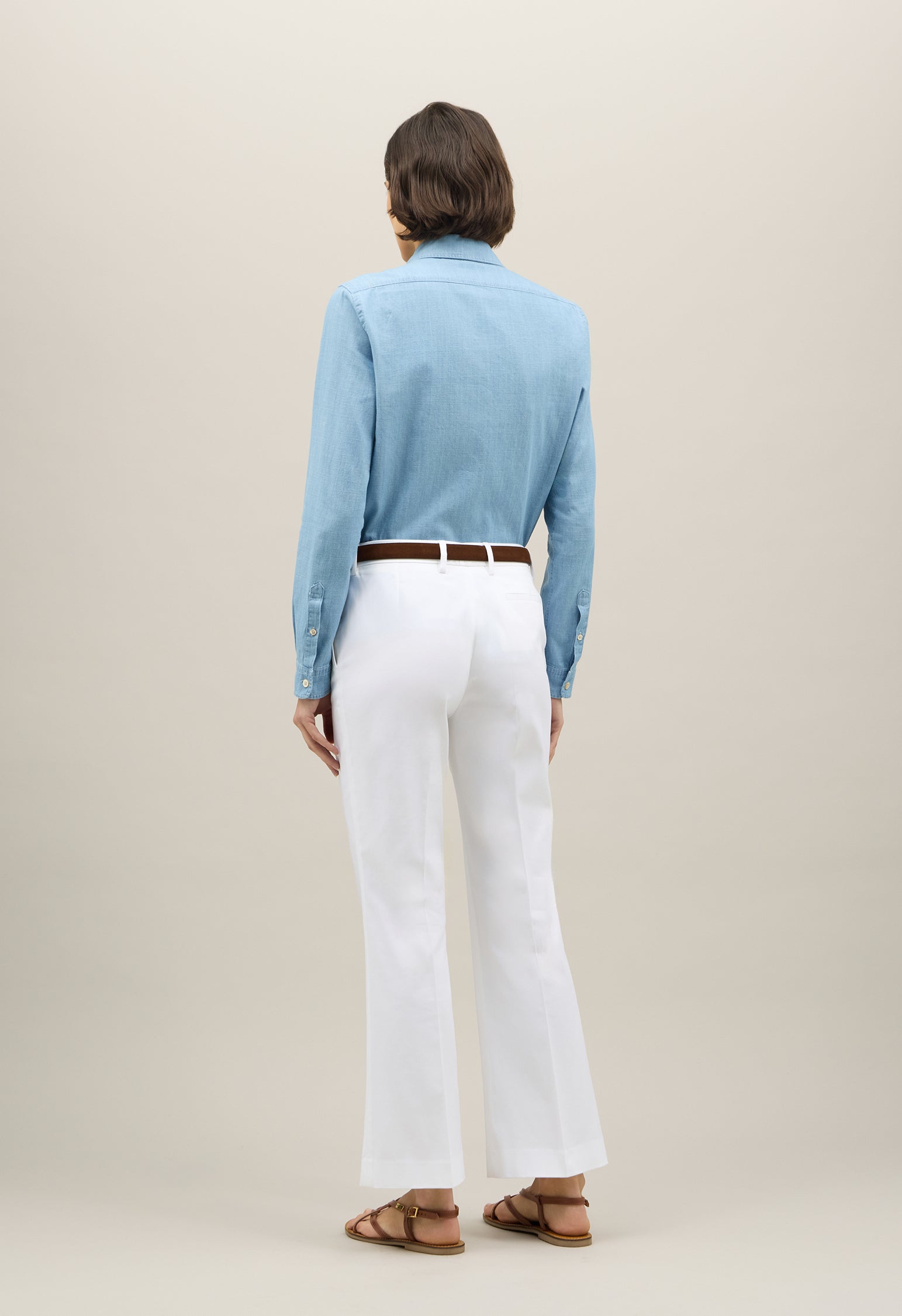 Pantalone flared in cotone bianco