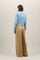 Beige Linen Tencel satin Palazzo Trousers