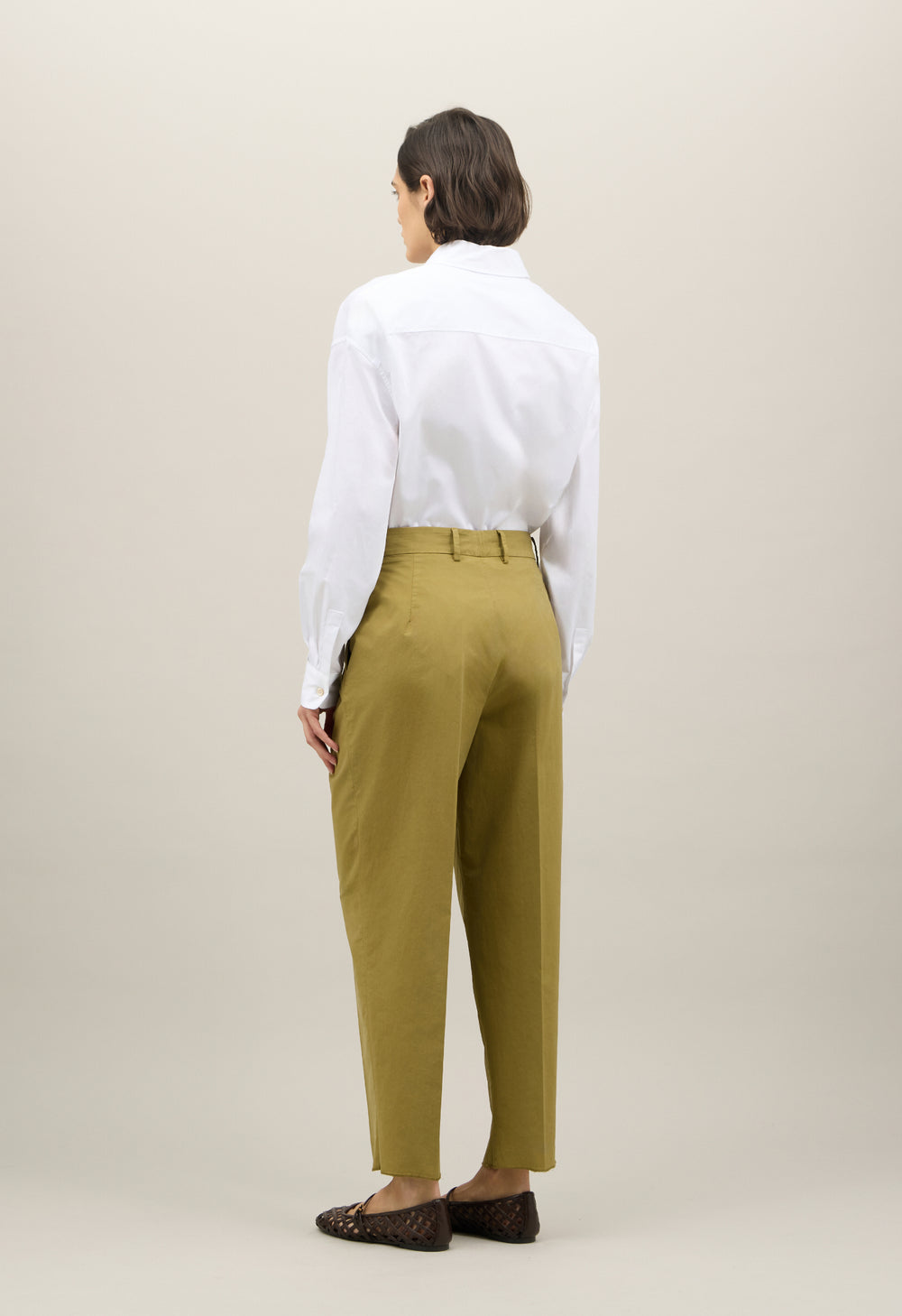Green Light Popeline Cropped Trousers