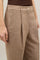 Brown Linen blend herringbone Cropped Trousers