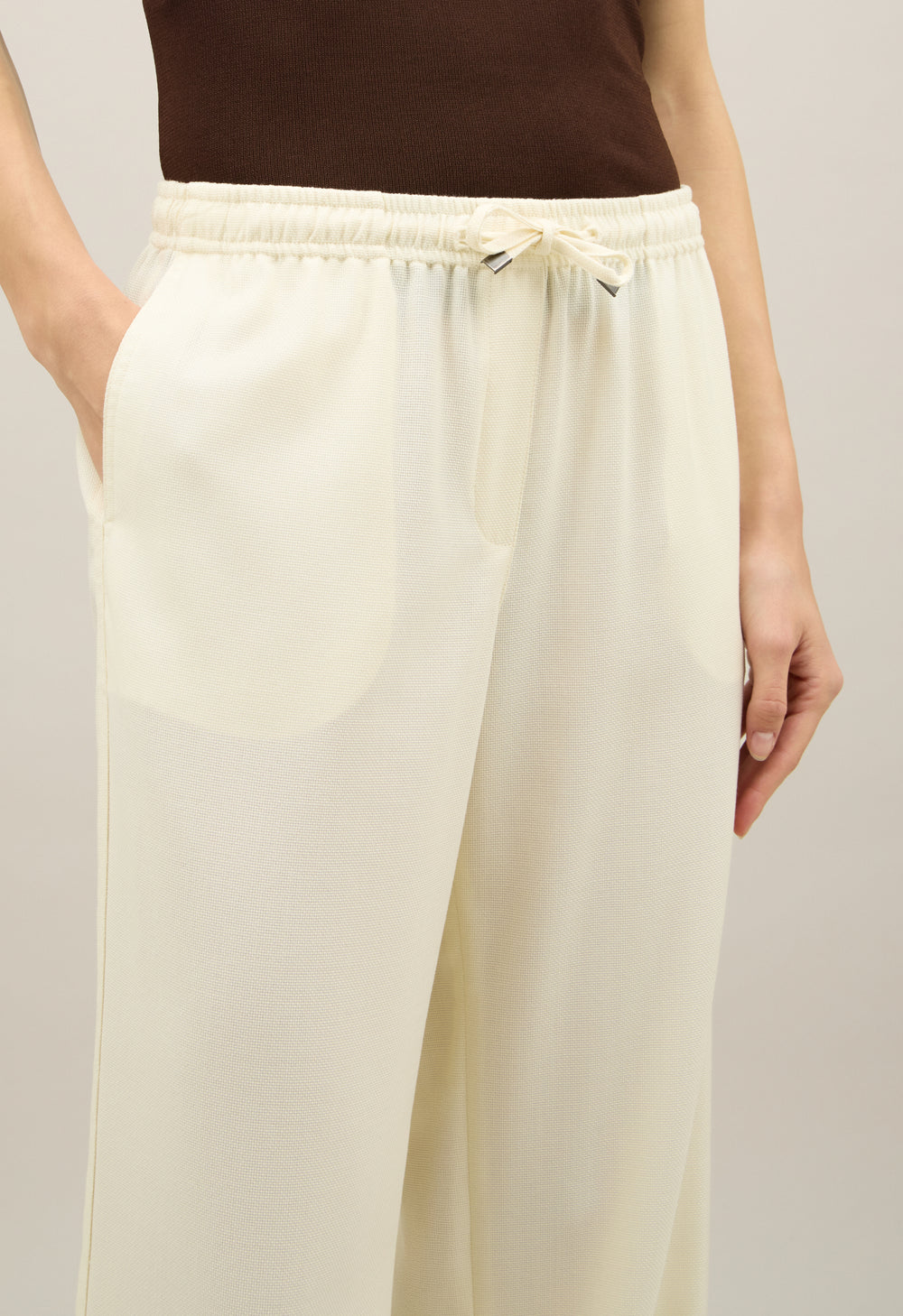 Light Wool honeycomb jog wide Trousers