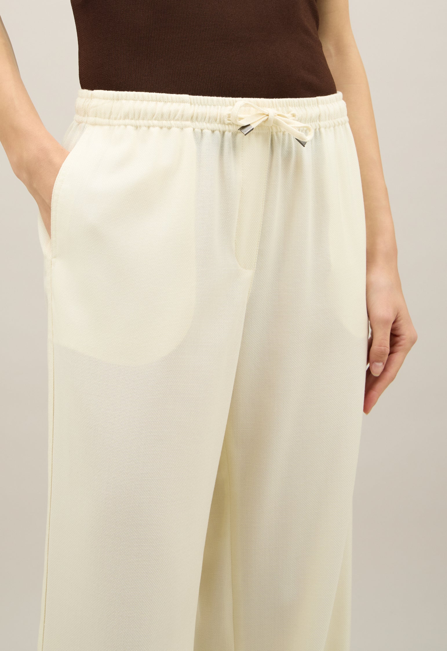 Light Wool honeycomb jog wide Trousers