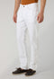 Pantalone 5 tasche in cotone e seta tinto in capo bianco