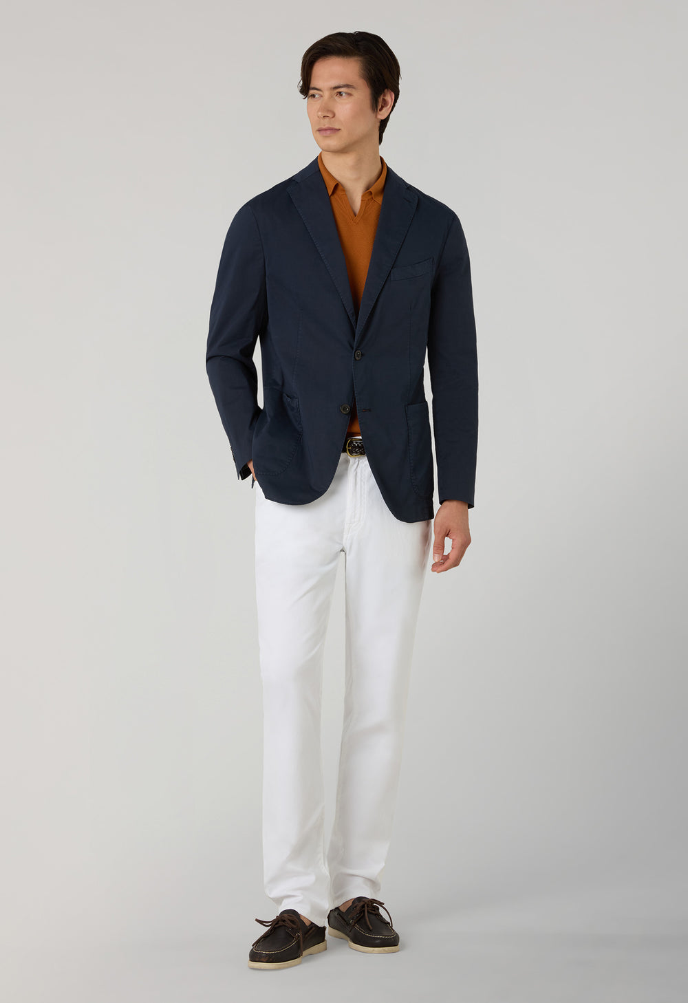 Pantalone 5 tasche in cotone e seta tinto in capo bianco