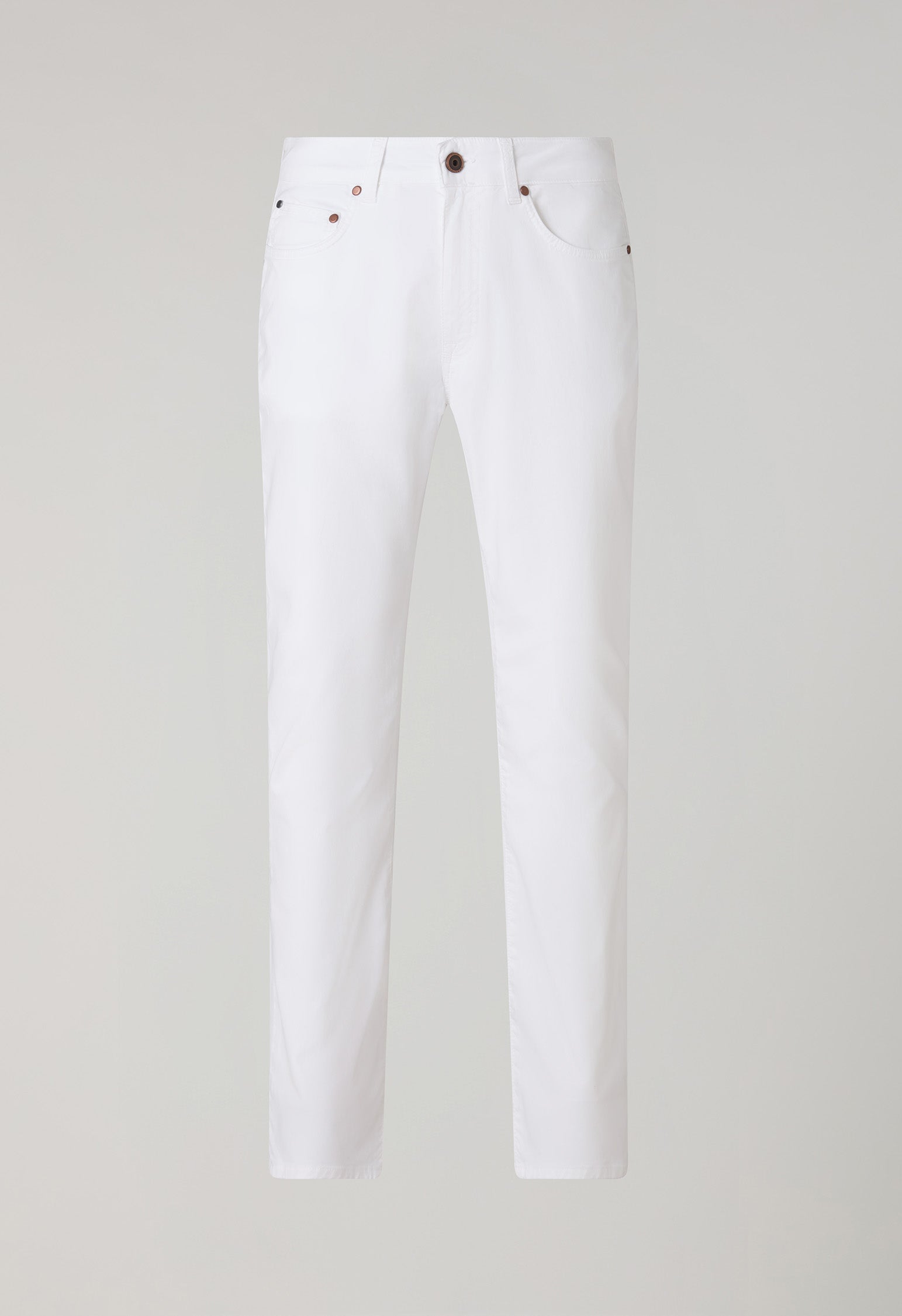 Pantalone 5 tasche in cotone e seta tinto in capo bianco