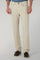 Beige Garment Dyed Cotton Silk 5-Pocket Trousers
