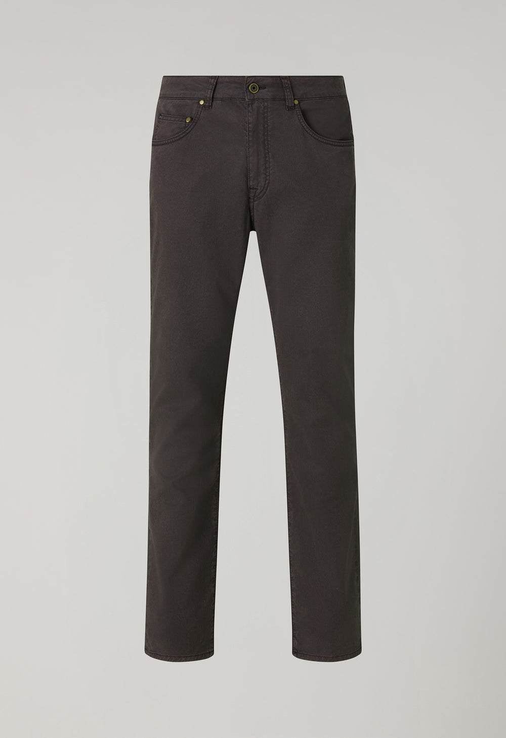 Brown Garment Dyed Cotton Silk 5-Pocket Trousers
