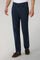 Blue Garment Dyed Cotton Silk 5-Pocket Trousers
