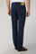 Blue Garment Dyed Cotton Silk 5-Pocket Trousers