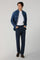 Blue Garment Dyed Cotton Silk 5-Pocket Trousers