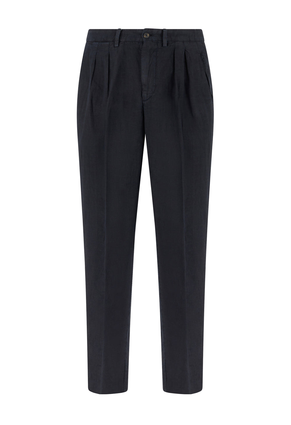 Blue Garment Dyed Linen two pleated Trousers