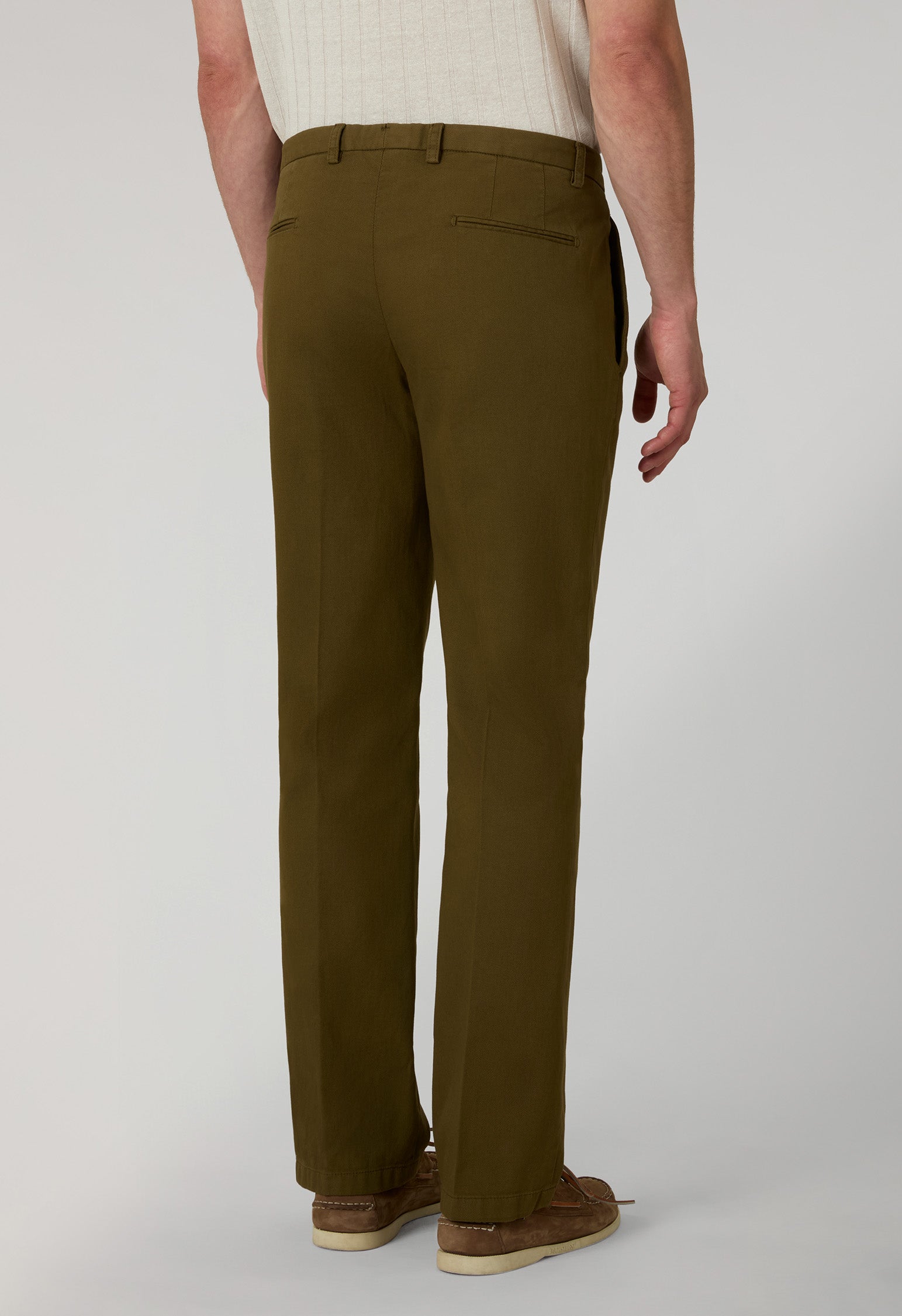 Pantalone Napoli in cotone stretch tinto in capo marrone chiaro