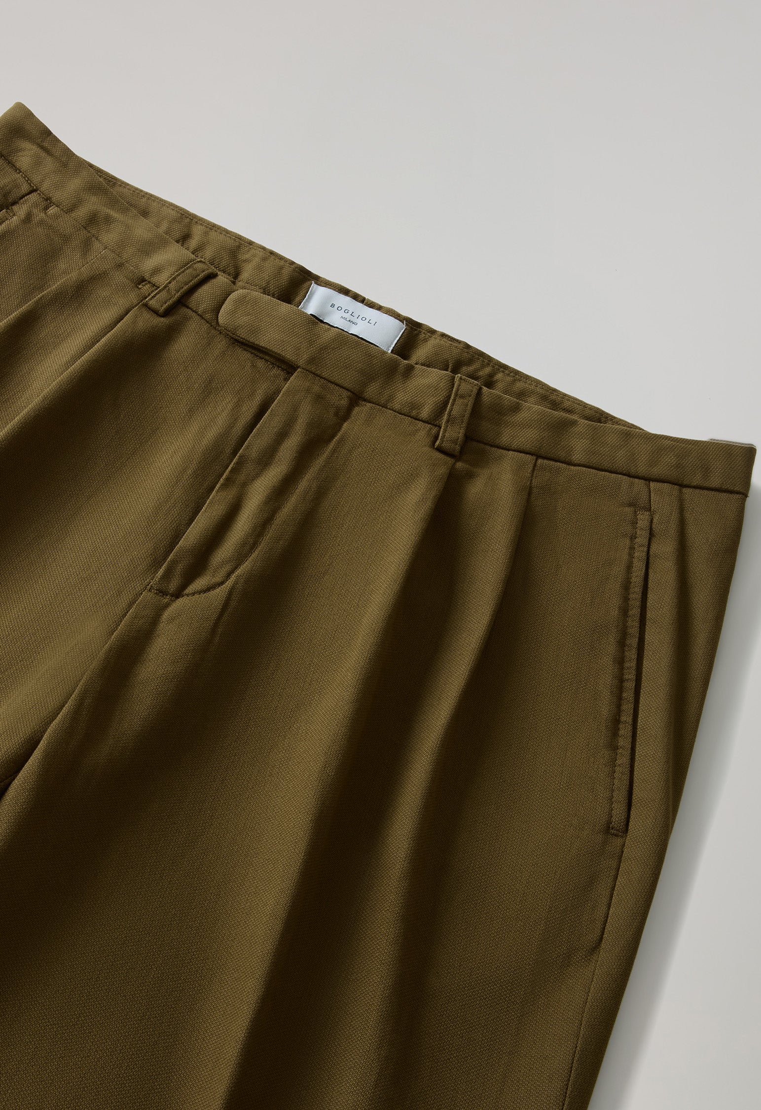 Hellbraune stückgefärbte Baumwollhose Napoli