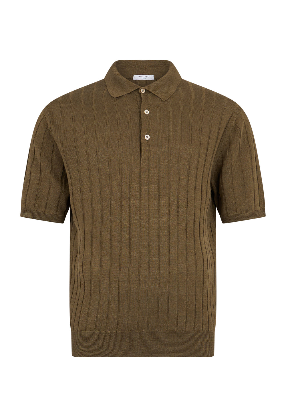Green Flat Rib Linen short-sleeve Polo