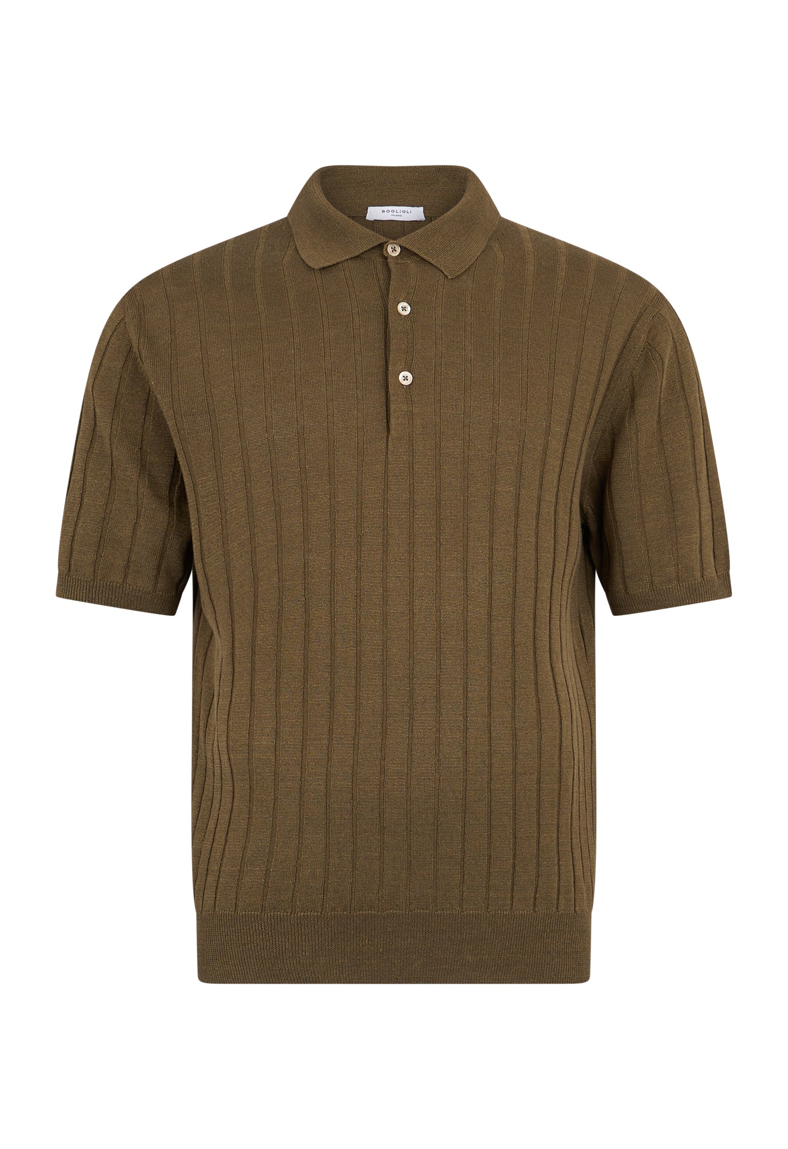 Green Flat Rib Linen short-sleeve Polo