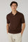 Brown Linen Cotton Flat Rib Short-Sleeve Polo