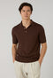 Blue Linen Cotton Flat Rib Short-Sleeve Polo
