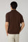 Brown Linen Cotton Flat Rib Short-Sleeve Polo