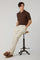 Brown Linen Cotton Flat Rib Short-Sleeve Polo