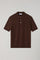 Brown Linen Cotton Flat Rib Short-Sleeve Polo