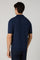Blue Linen Cotton Flat Rib Short-Sleeve Polo