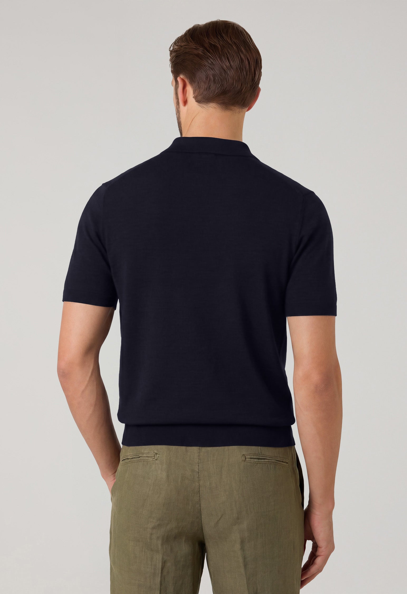 Blue Wool short-sleeve Polo