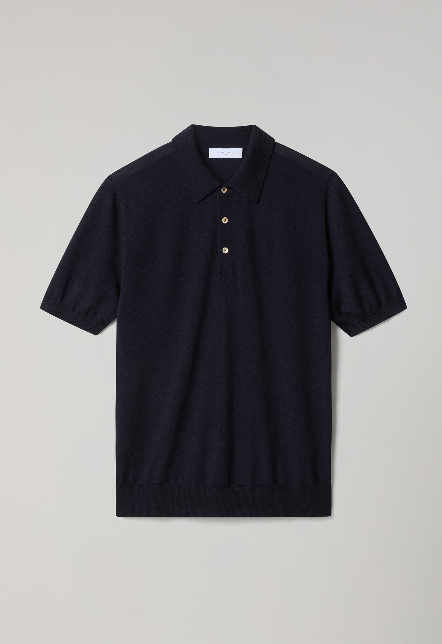 Blue Wool short-sleeve Polo