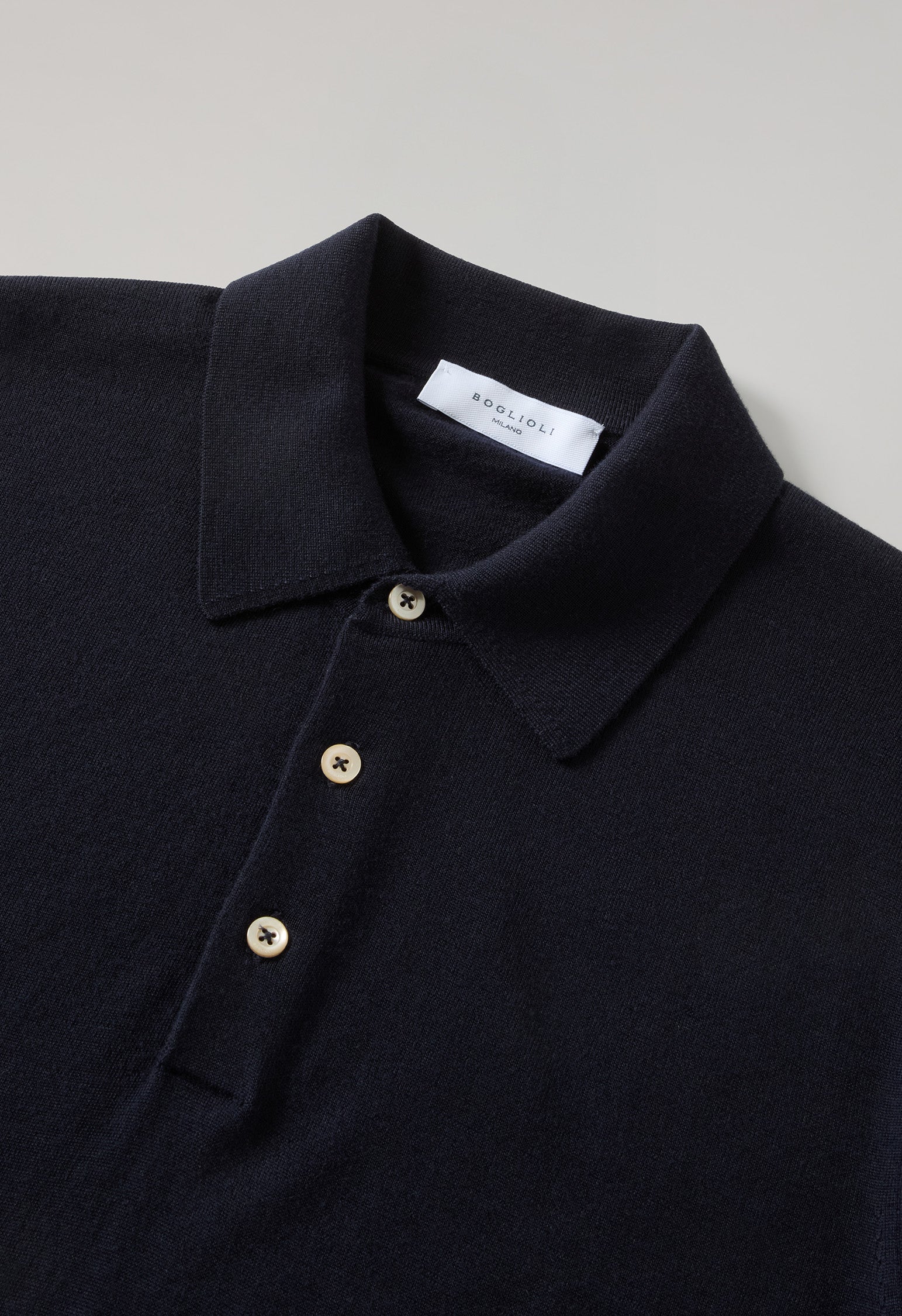 Blue Wool short-sleeve Polo