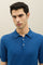 Blue Garment Dyed Cotton Short-Sleeve Polo