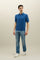 Blue Garment Dyed Cotton Short-Sleeve Polo