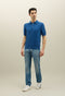 Blue Garment Dyed Cotton Short-Sleeve Polo