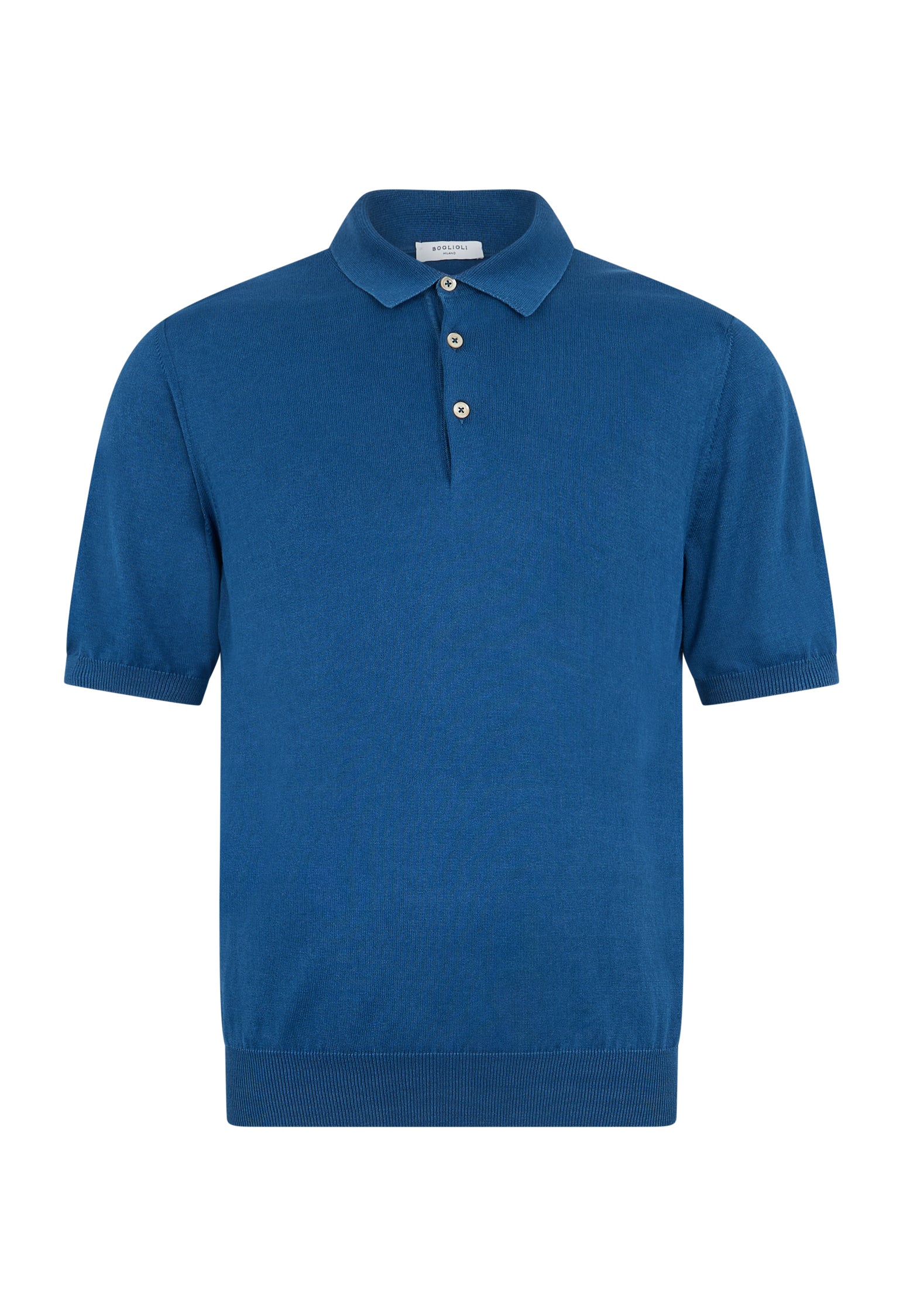 Blue Garment Dyed Cotton Short-Sleeve Polo