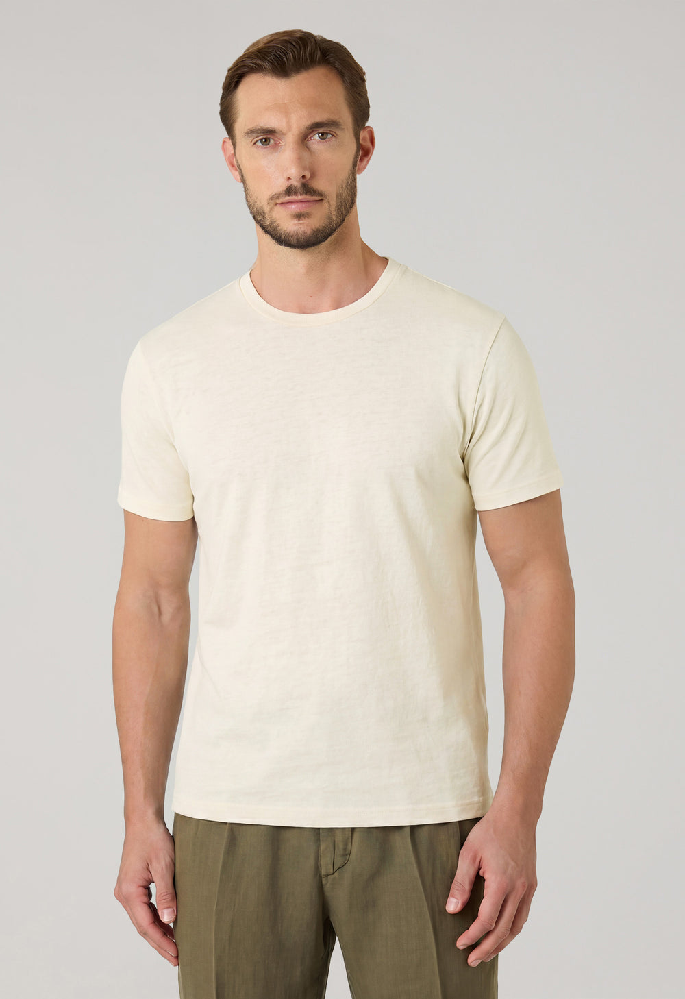 White Cotton Linen T-Shirt