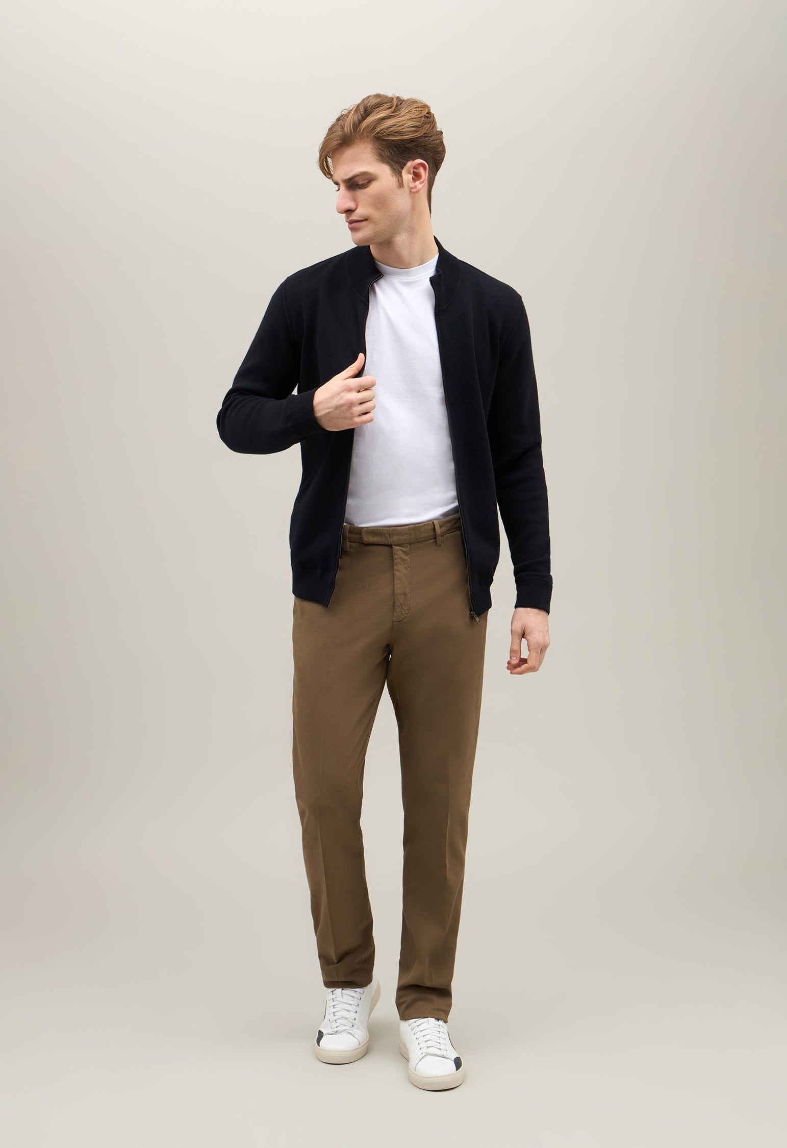 Bomber in maglia in cotone e cashmere blu