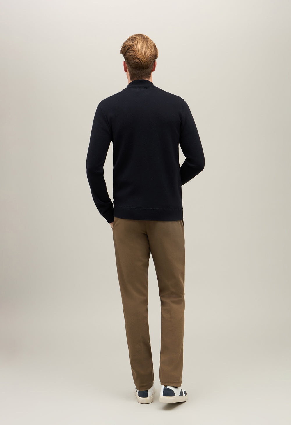 Blue Cotton Cashmere knitted Bomber