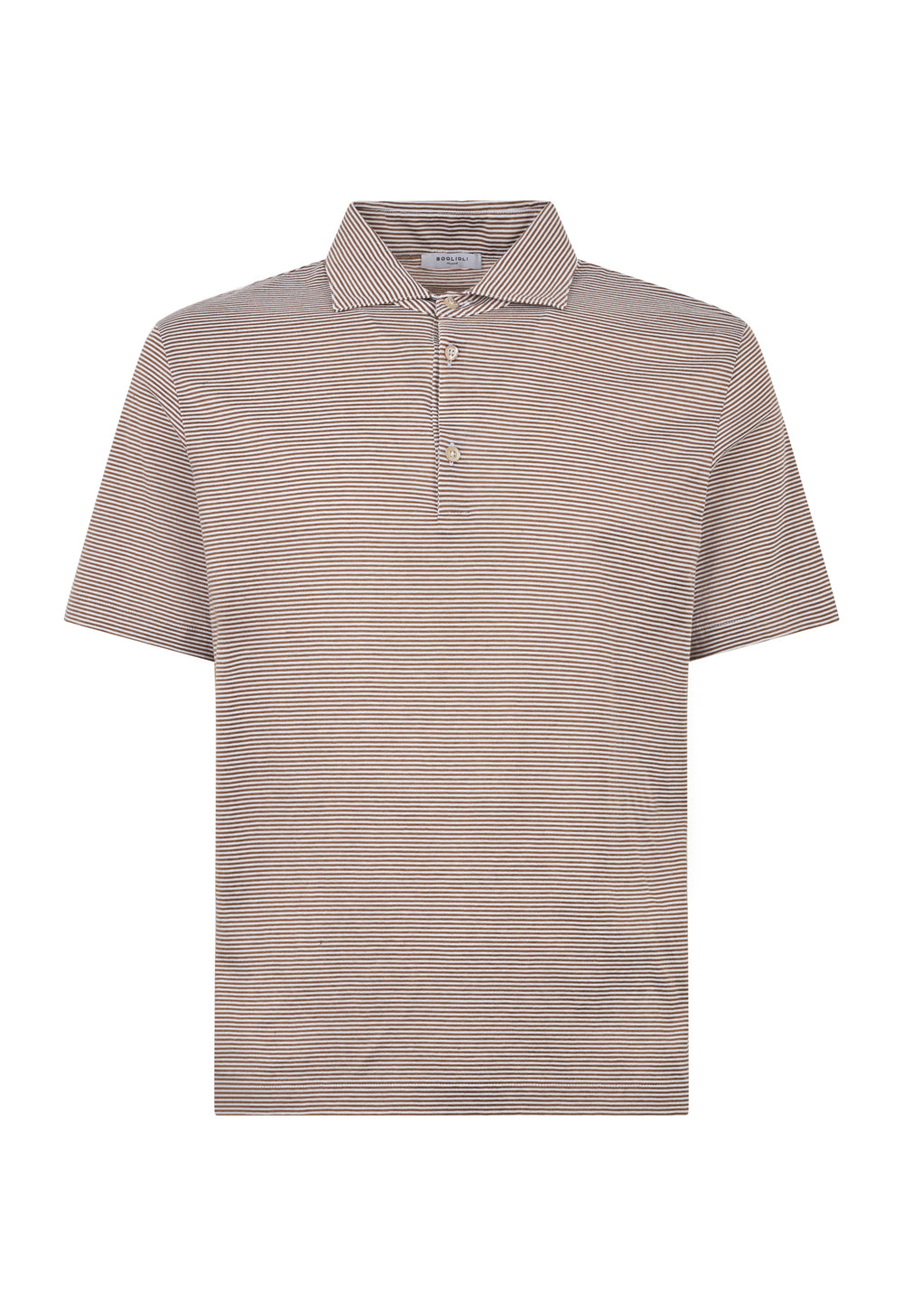 Brown Cotton striped short sleeve Polo