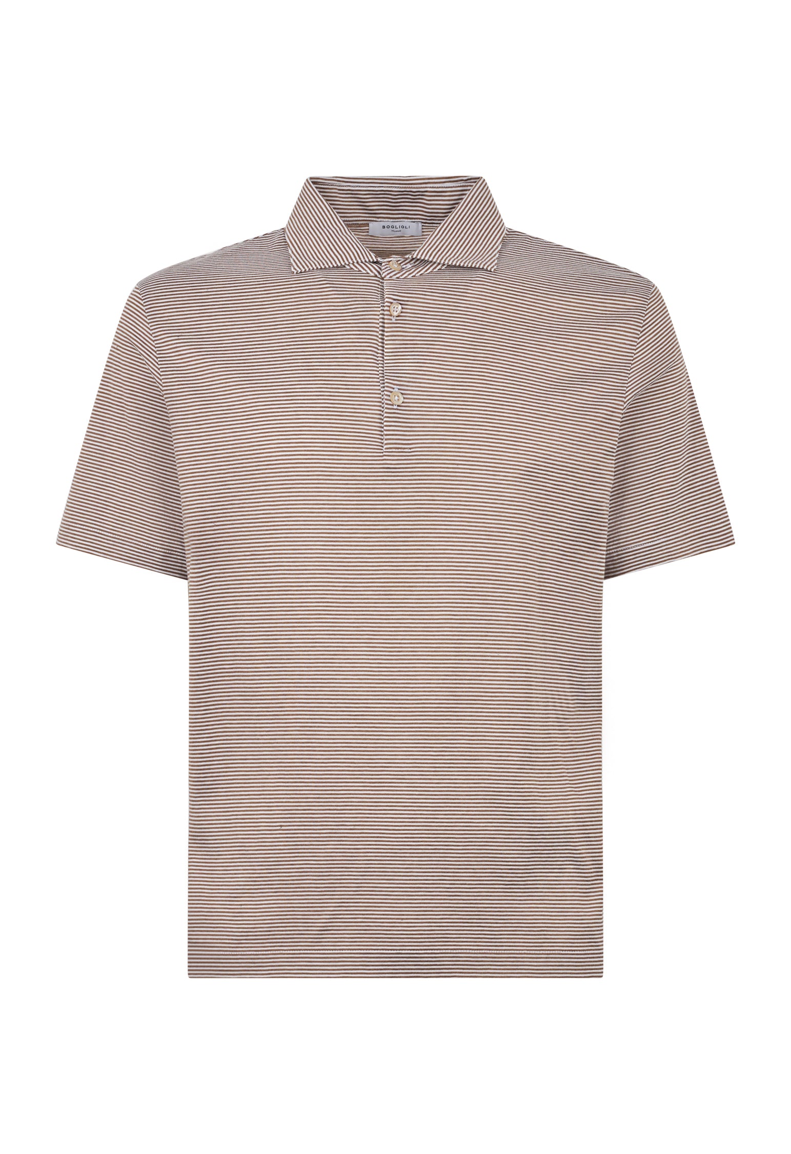Brown Cotton striped short sleeve Polo