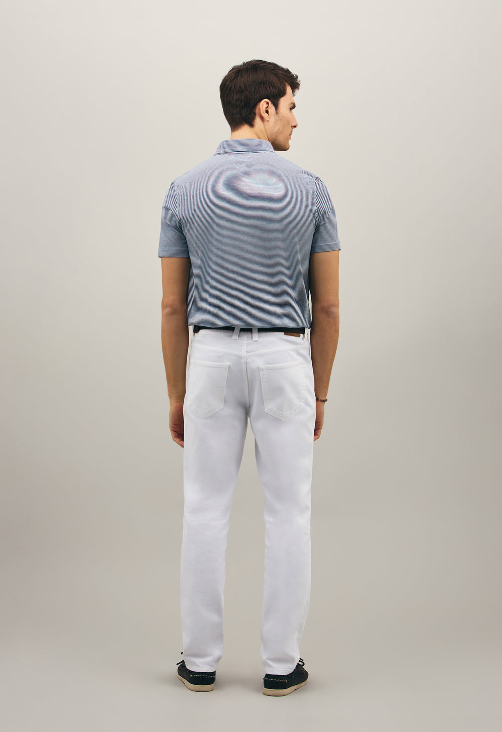 Blue Cotton striped short sleeve Polo