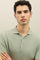 Green Blended Linen Cotton Short-Sleeve Polo
