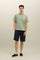 Green Blended Linen Cotton Short-Sleeve Polo