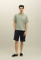 Green Blended Linen Cotton Short-Sleeve Polo
