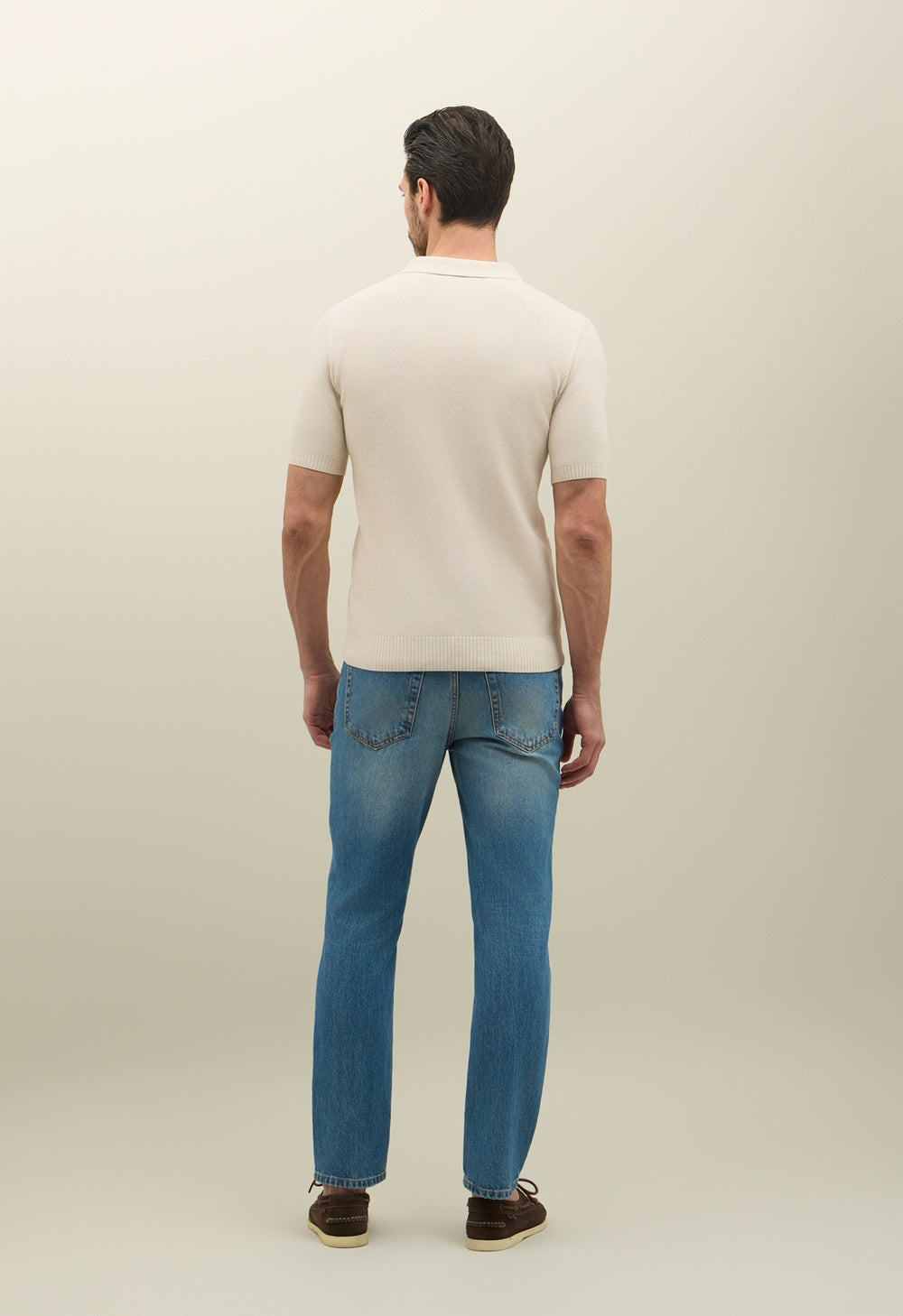 White Honeycomb Cotton short-sleeve Polo