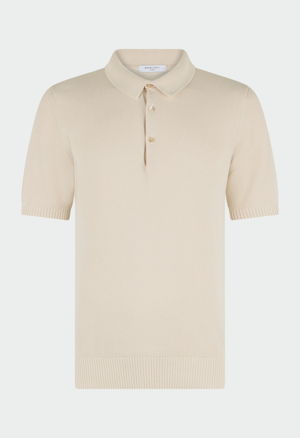 White Honeycomb Cotton short-sleeve Polo