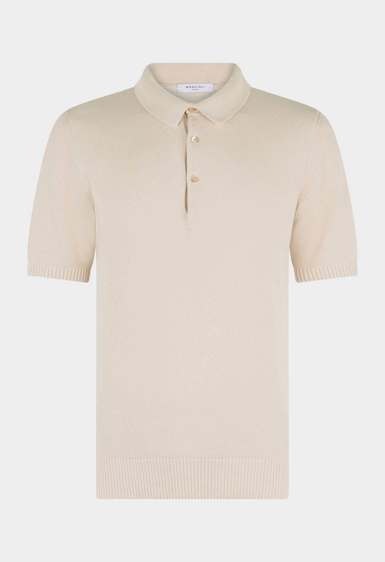 White Honeycomb Cotton short-sleeve Polo