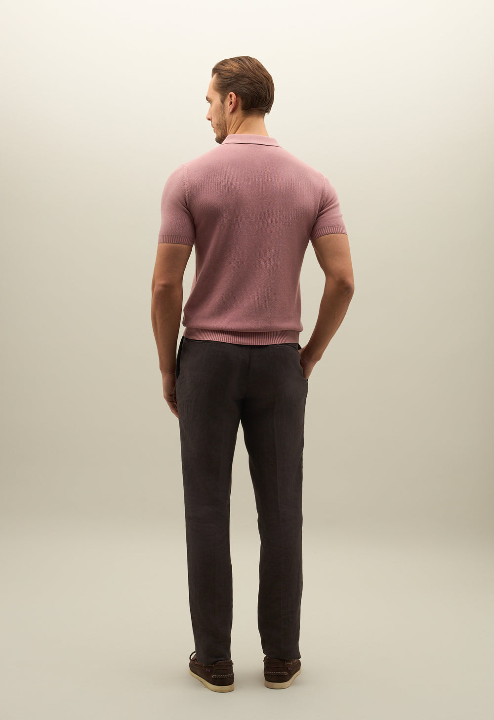 Pink Honeycomb Cotton short-sleeve Polo