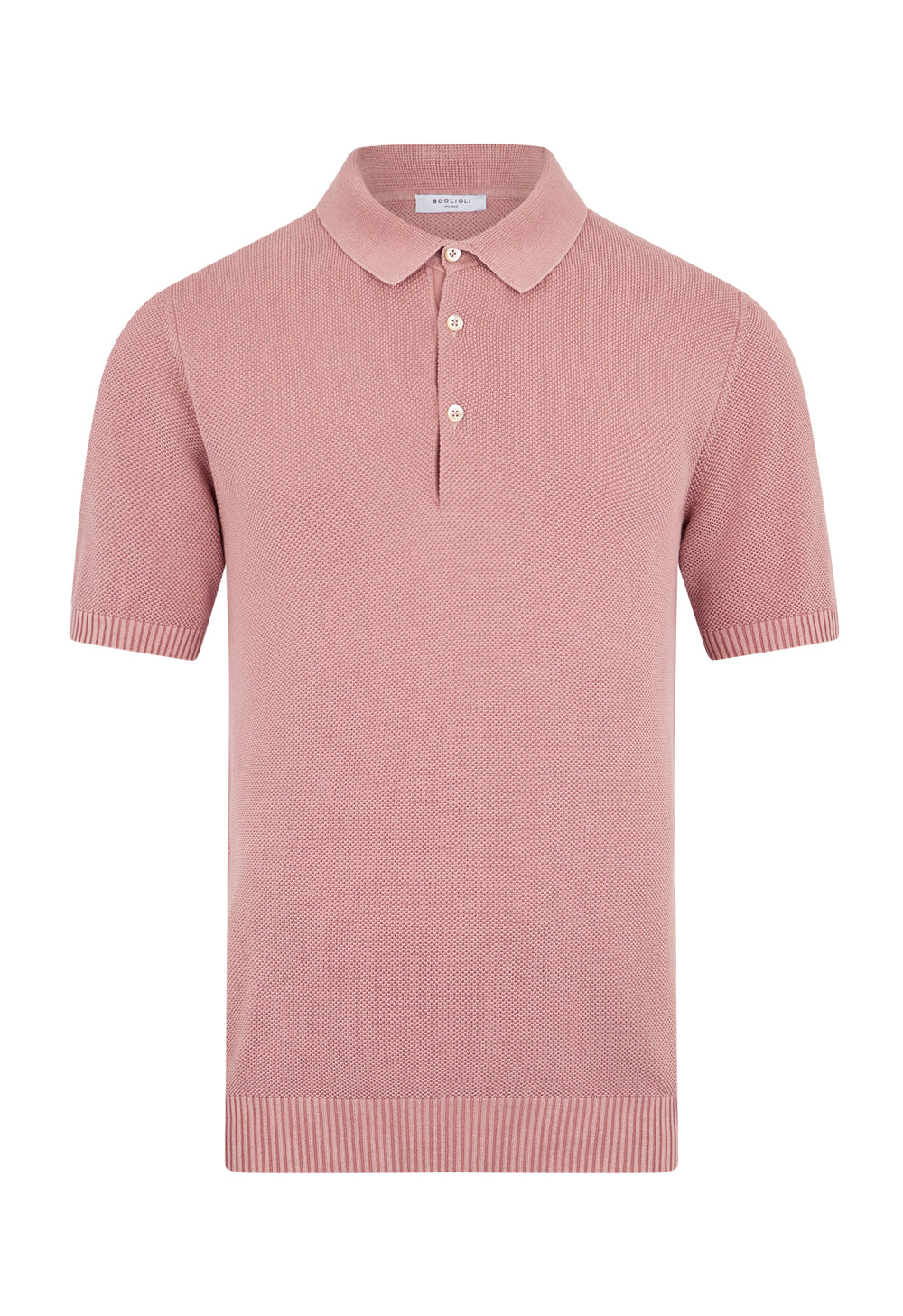 Pink Honeycomb Cotton short-sleeve Polo