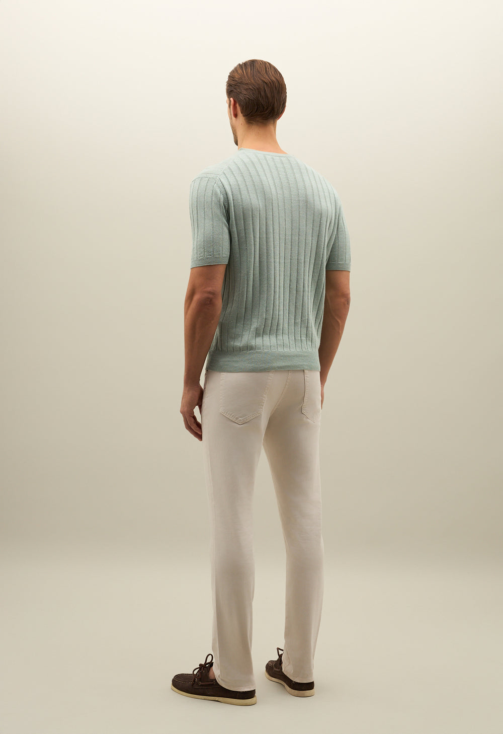 Green Flat Rib Linen T-Shirt
