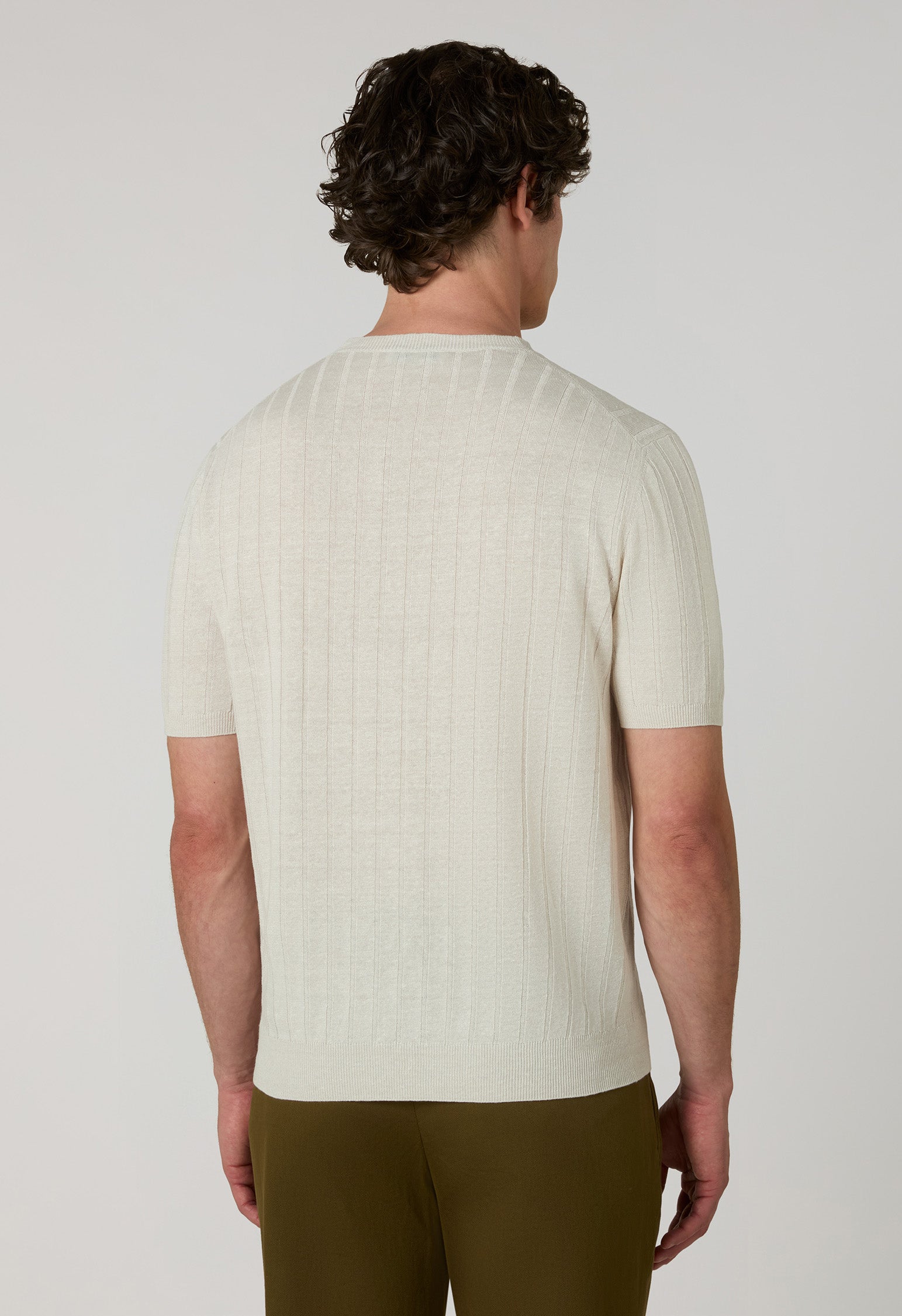 Warm White Linen Cotton Flat Rib T-Shirt