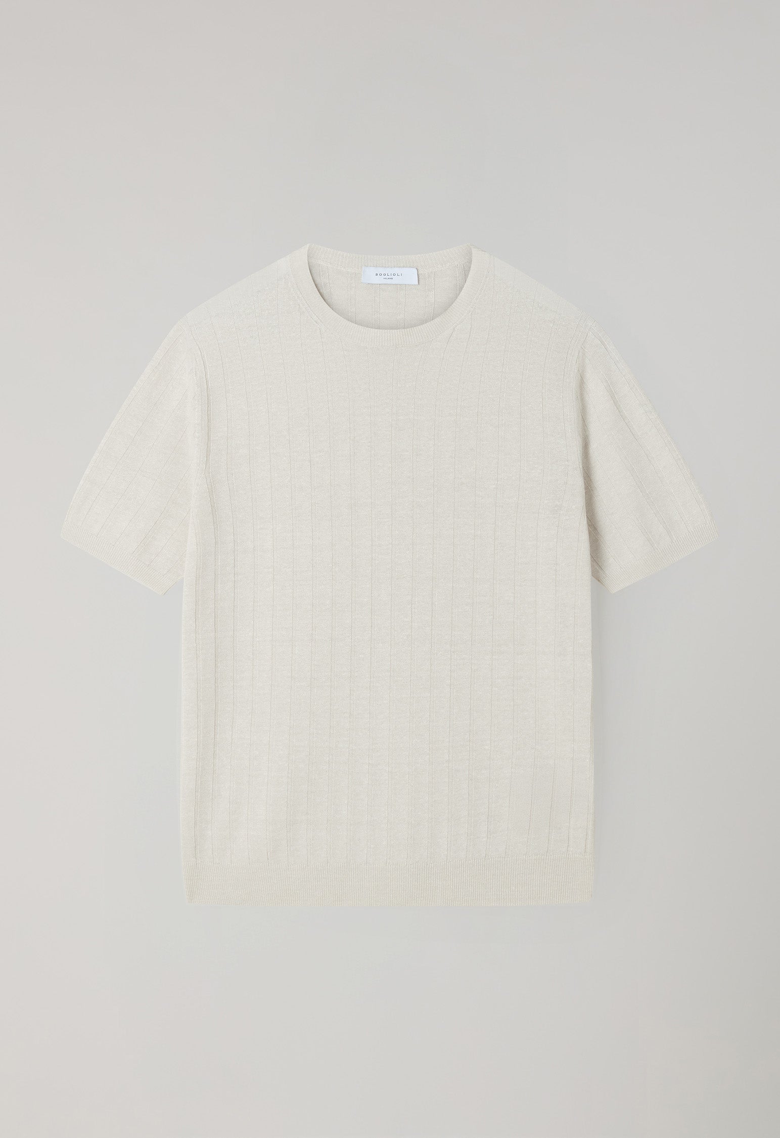 Warm White Linen Cotton Flat Rib T-Shirt